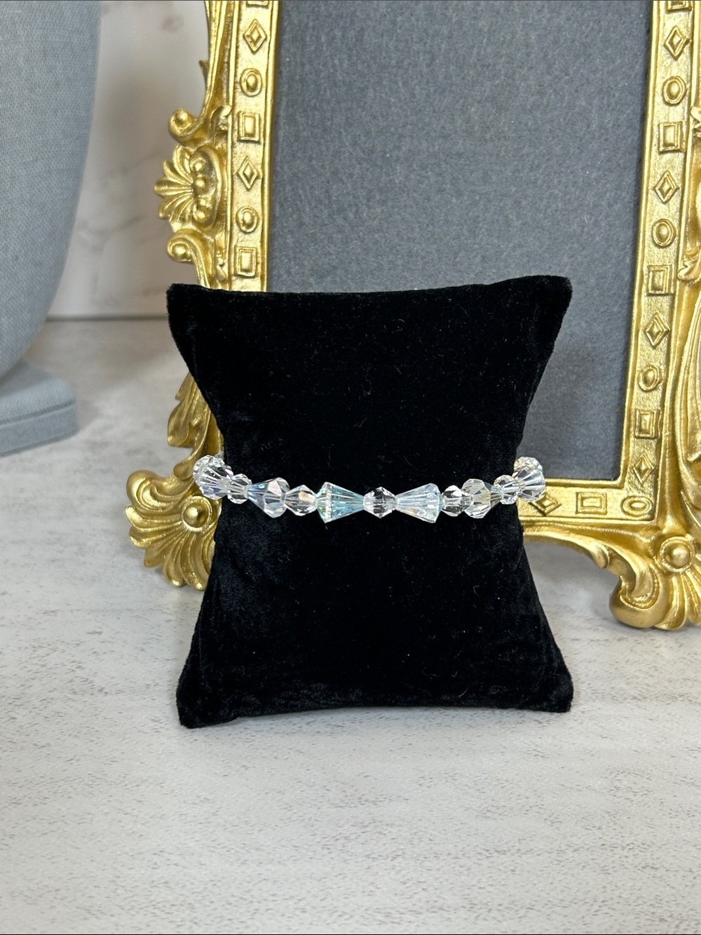 Crystal Faceted 925 Bracelet - Clear Iridescent